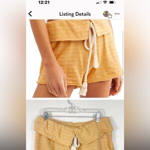 Free People Beach Yellow Casual Fold Over Rope High Waisted Dayton Short